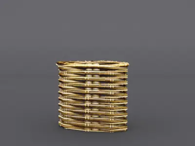 Coiled baskets Rattan  Low-poly 3D model