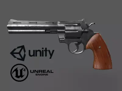 357 Magnum pistol Free low-poly 3D model