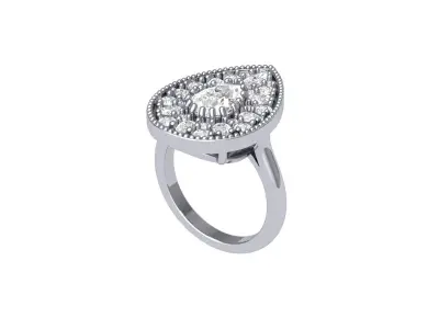 Pear Art Deco Ring 3D print model 4