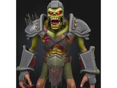 Stylized Undead Warrior Character Low-poly 3D model