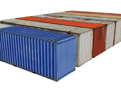 Containers Pack Low-poly 3D model
