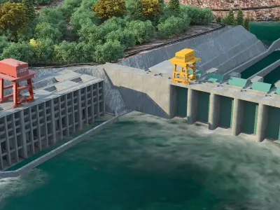 Water Dam-hydraulic complex 3D model