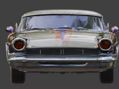 Atompunk Retro Futuristic Atomic Car 3D Model Low-poly 3D model