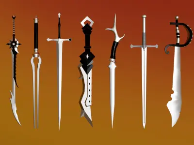 100 Fantasy Weapons Basemesh Pack V2 Low-poly 3D model