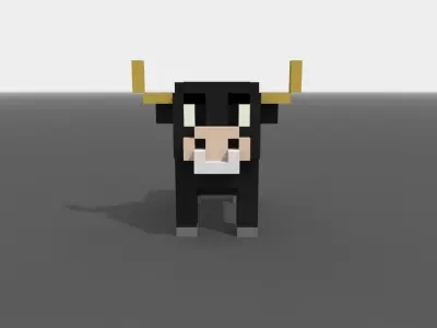 Voxel Bull Low-poly 3D model