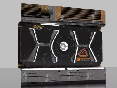 High Voltage SciFi Panel PBR Game Ready Low-poly 3D model