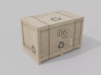 Rectangular Wooden Crate - Customizable Shipping Box Low-poly 3D model