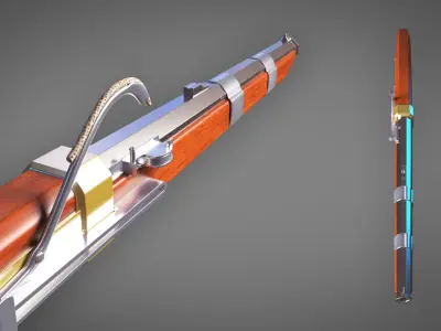 Matchlock Pistol Firearm LowPoly 3D Model Low-poly 3D model