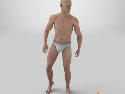 Athletic Male Figure in Underwear 3D model