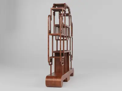 bookshelf asian style display shelf 3D model