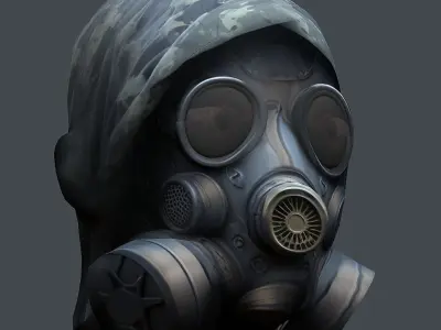 Gas mask helmet 3d model military combat Low-poly  Low-poly 3D model 2