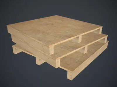 Pallet three wooden pallets stacked Free low-poly 3D model