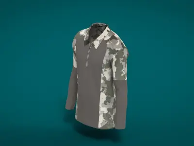 Military Outfit - T-shirt Low-poly 3D model 57