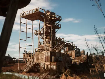 Modular Post Apocalyptic Desert Environment Low-poly 3D model