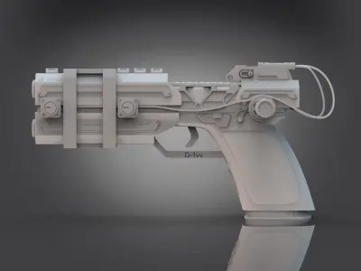 Sci-Fi Pistol Low-poly 3D model 5