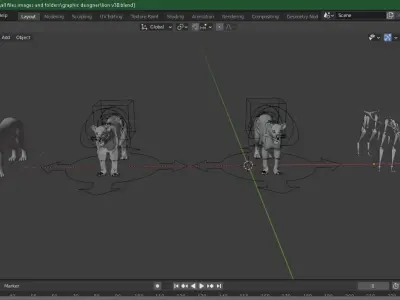 Lioness two lions Low-poly 3D model