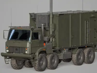 Ural-5323 S-400 Command Center PBU 55K6E Low-poly 3D model