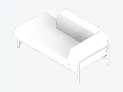 Furniture - Sofa - Contemporary - Oak - Chaise - Left Low-poly 3D model