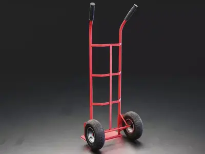 Red Hand Truck Dolly Low-poly 3D model