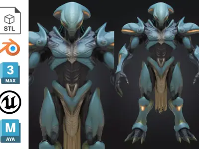 Alien Warrior Sci Fi Fantasy Low-poly 3D model
