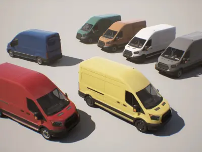 Cargo Van - Transit - Game Ready Vehicle Low-poly 3D model