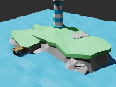 lighthouse on the island 3D model