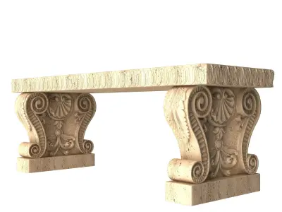 Stone Bench 03 Low-poly 3D model
