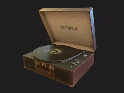 Retro Record Player Low-poly 3D model