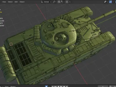 T72 tank  Low-poly 3D model