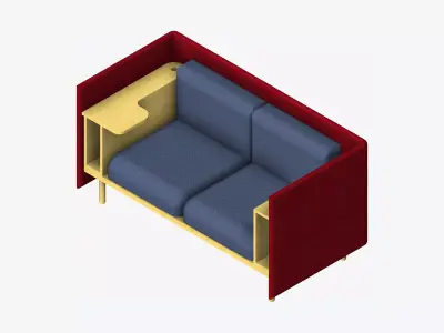 Sofa - Contemporary - Flame - Small Work Shelf - Left Low-poly 3D model