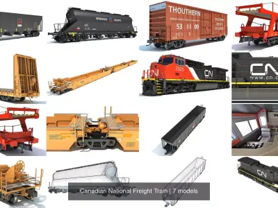 Canadian National Freight Train 3D Model Pack