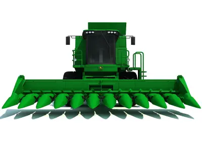 Green John Deere Combine V2 3D model