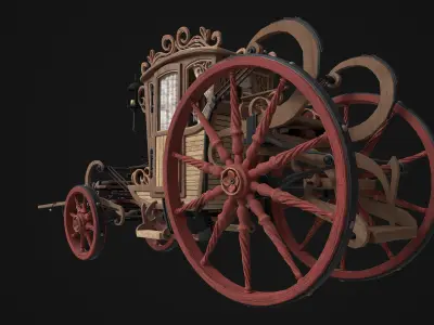 Vintage carriage Low-poly 3D model
