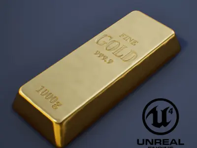 Gold Bullion PBR Game-Ready Low-poly 3D model