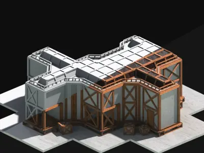 Medieval Low Poly Building Castle Wooden Village Stone House 38 Low-poly 3D model