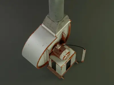 Ventilation cyclone in the shelter Low-poly 3D model