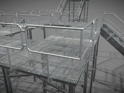 Modular stairs and gantry Low-poly 3D model