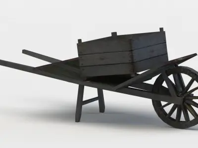 Barrow wooden chair Low-poly 3D model