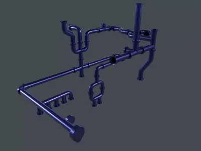 industrial pipe  set Low-poly 3D model