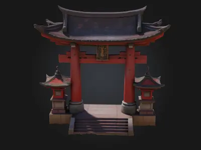 Torii Gate Illustration  A Symbol of Passage and Peace 3D model