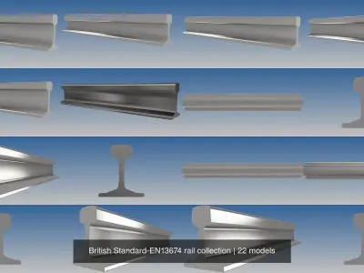 British Standard-EN13674 rail collection 3D Model Pack