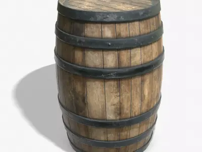 Wooden Barrel Game Ready PBR Textures Low Poly Low-poly 3D model