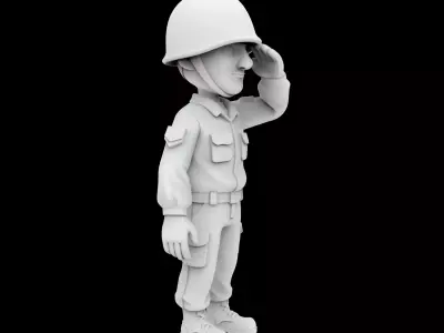 Soldier Cartoon Character 3D Print Model 3D print model