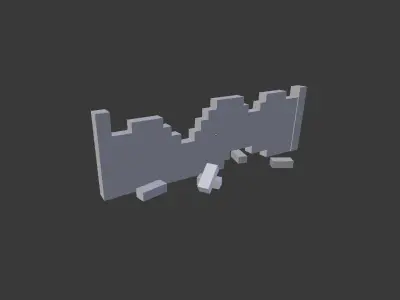 low poly broken wall Low-poly 3D model buy