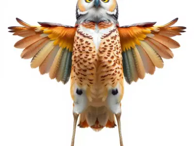 Vibrant Owl Wingspread model pack Low-poly 3D model