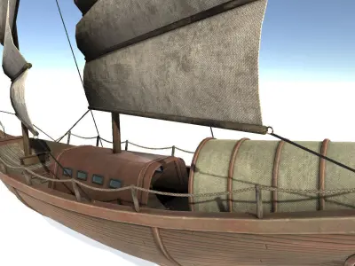 Old Sail Transport Ship Low-poly 3D model