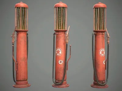 Old American Gas Pump Low-poly 3D model
