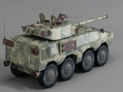 ZTL-11 wheeled assault vehicle 105mm assault gun  combat vehicle 3D model