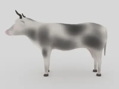 Rigged and Animated Cow Low-poly 3D model