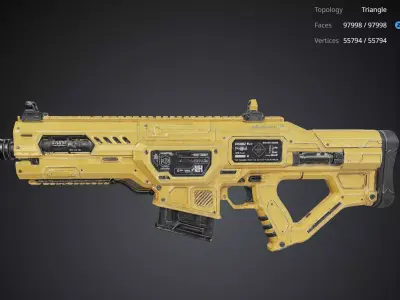 Futuristic Yellow Gun 3D model get